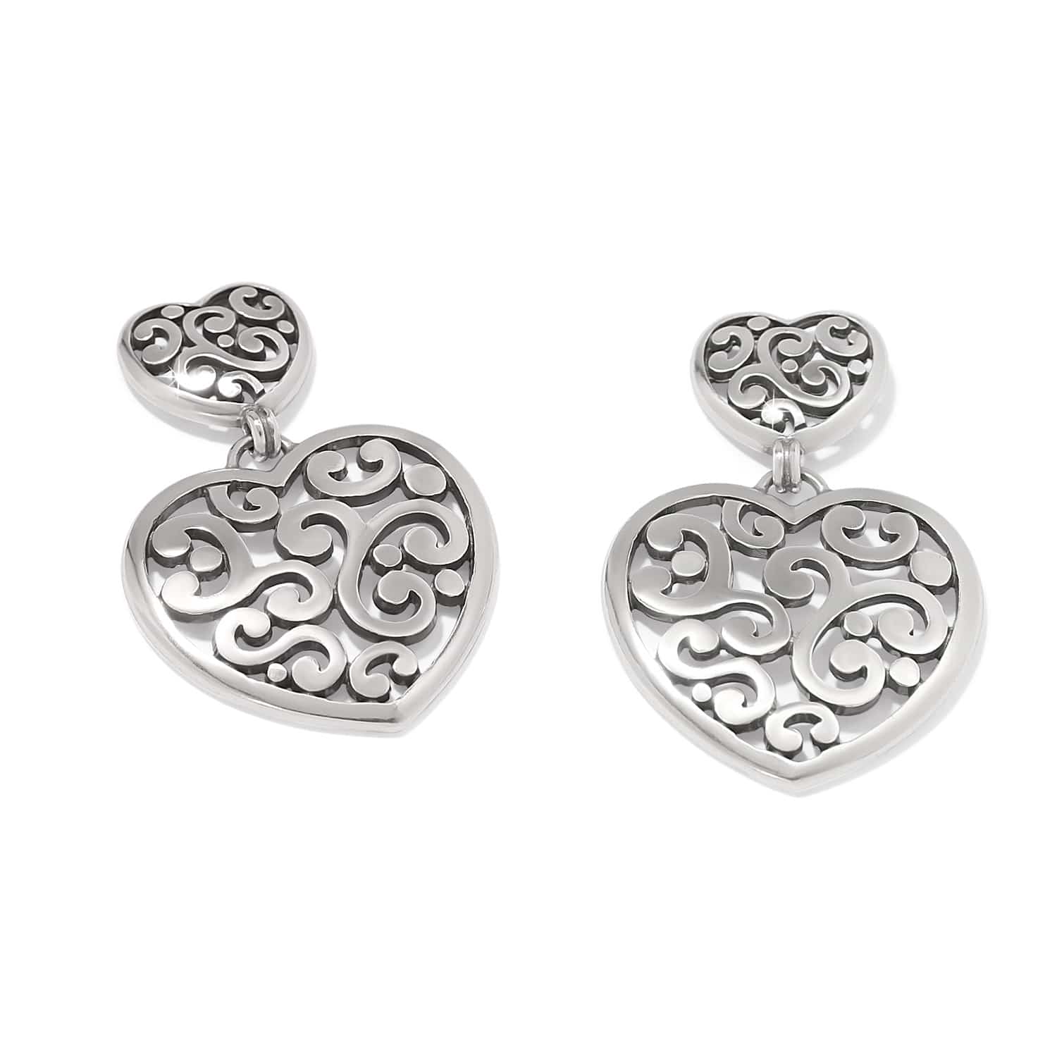 Contempo Heart Double Post Drop Earrings - Image 2