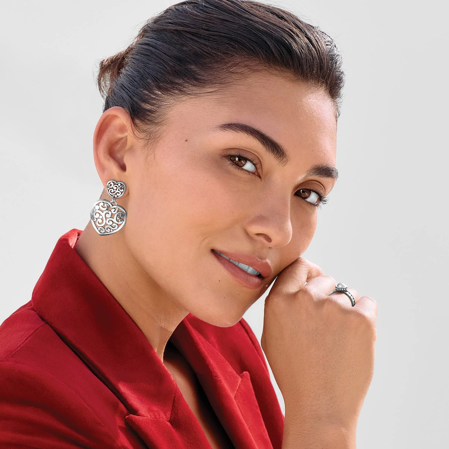 Contempo Heart Double Post Drop Earrings - Image 5
