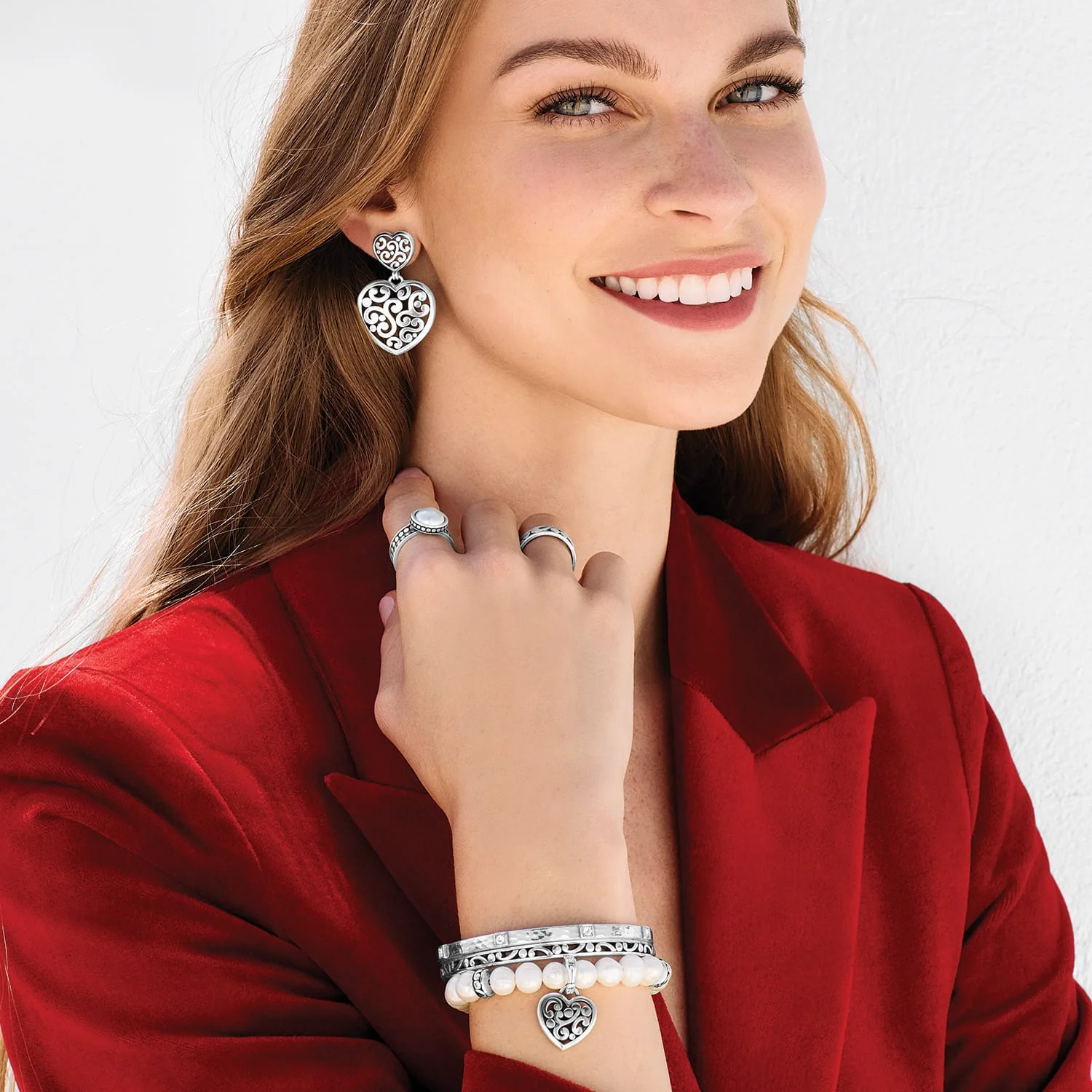 Contempo Heart Double Post Drop Earrings - Image 6