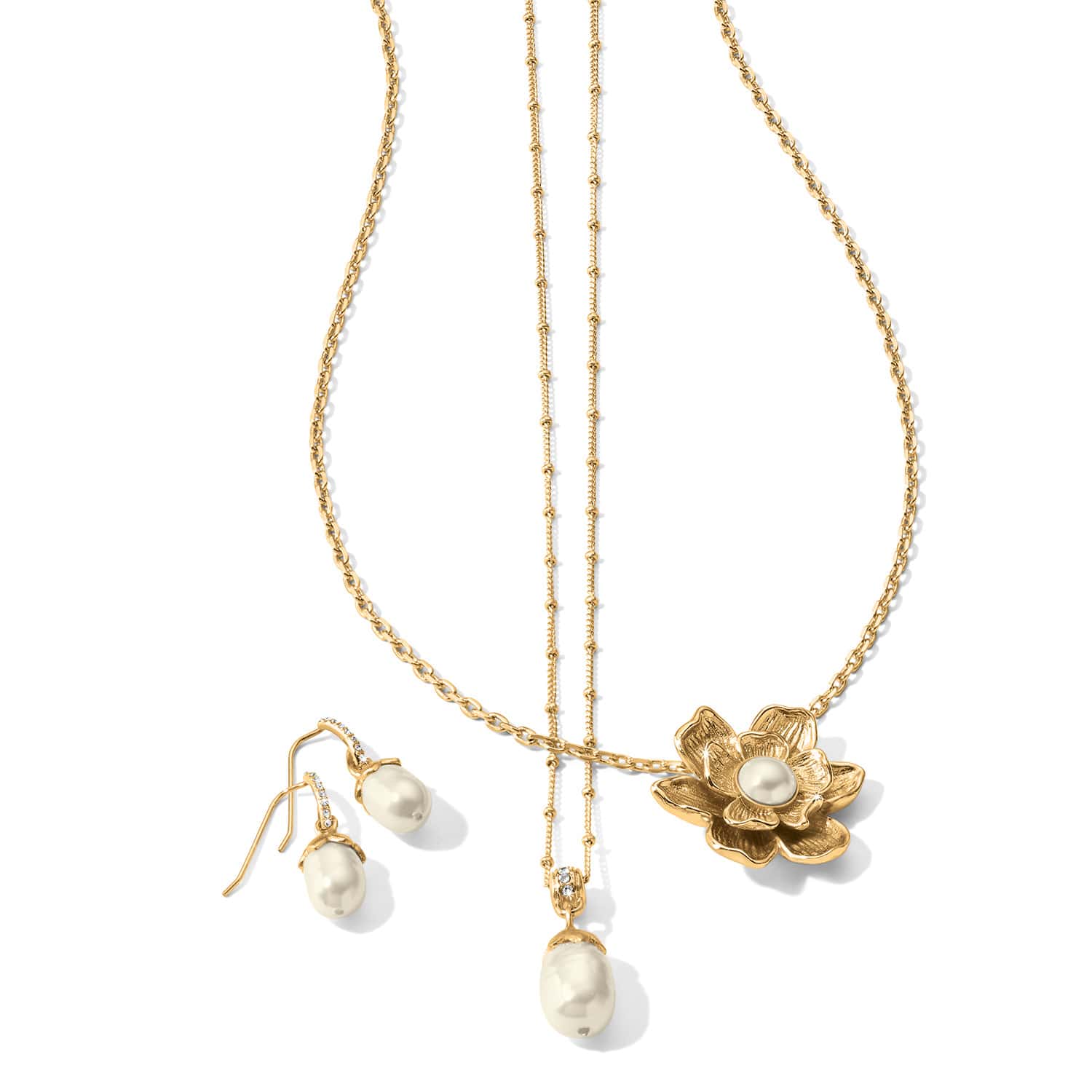 Everbloom Pearl Drop French Wire Earrings - Image 2