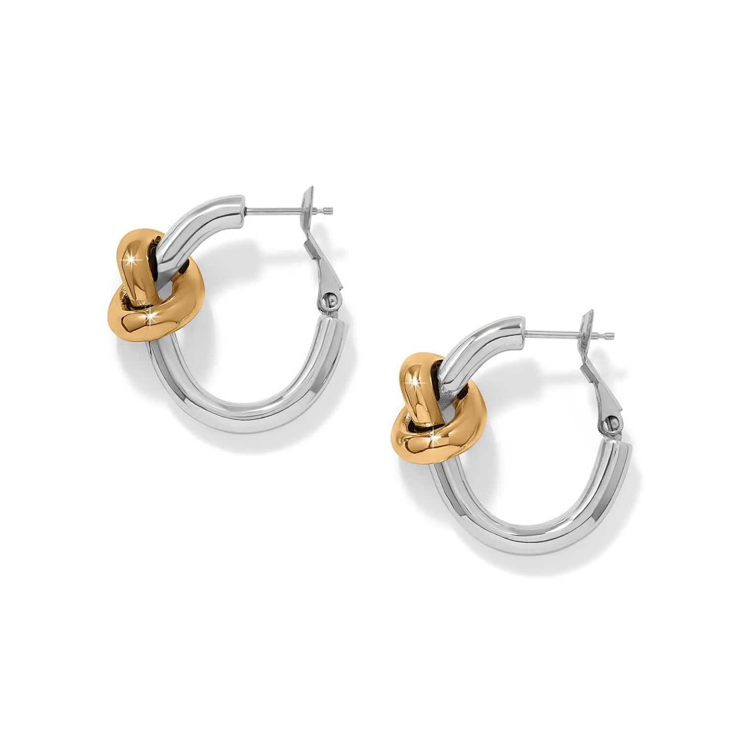 Interlok Single Knot Two Tone Hoop Earrings - Image 2